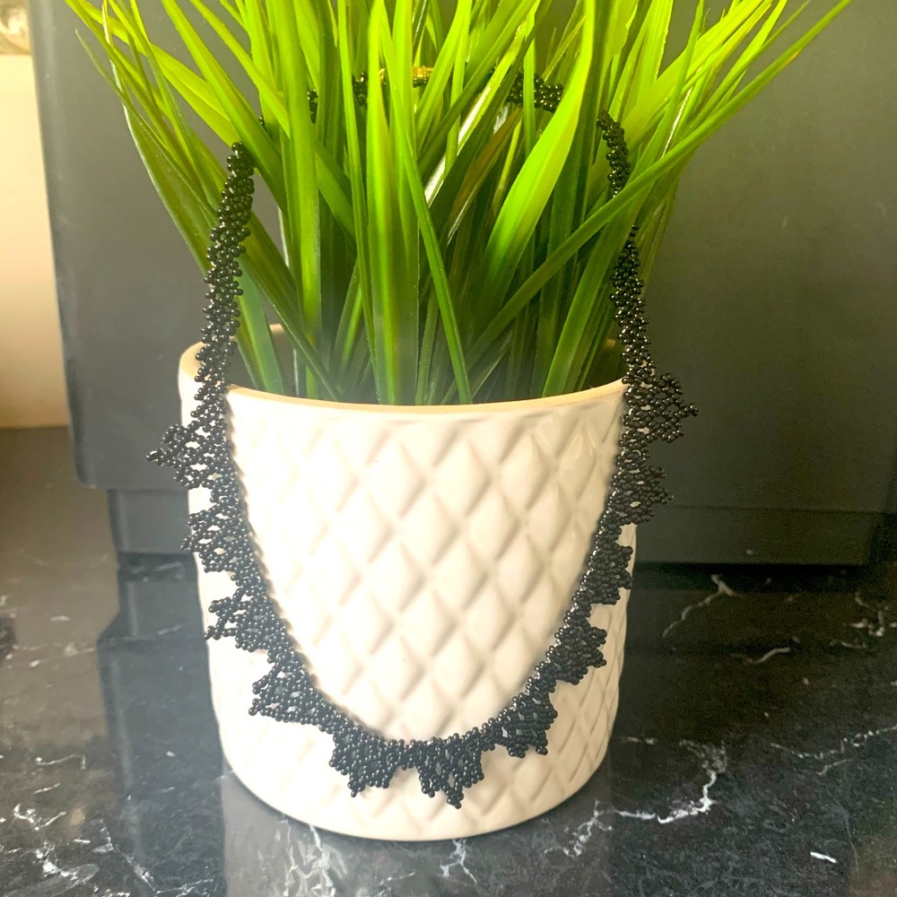HAND BEADED BLACK NECKLACE